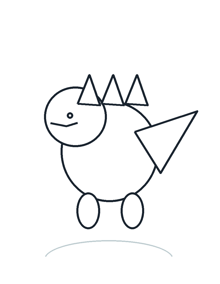 Dinossauro na floresta para Colorir e Imprimir