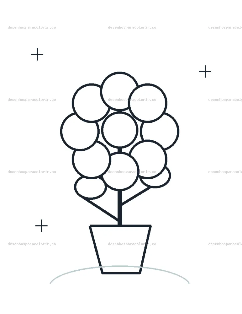 Flor no vaso para Colorir e Imprimir